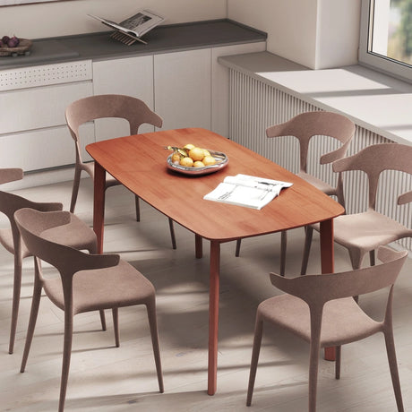 HOMCOM Pine Wood Rectangular Dining Table - Light Brown
