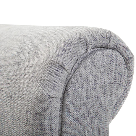 HOMCOM Bed End Bench, Window Seat, Linen Chaise Lounge Sofa with Arm and Wooden Legs for Bedroom, Living Room, Grey