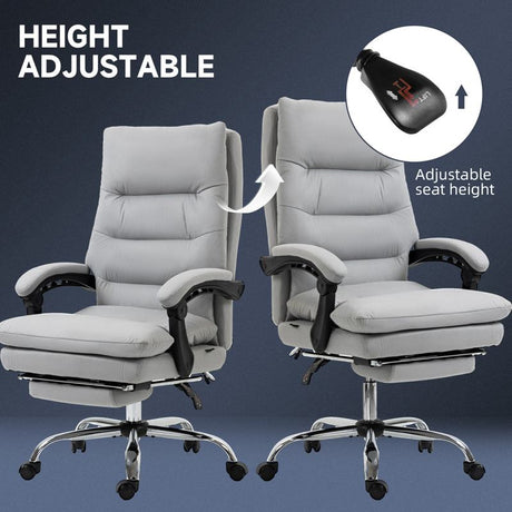 Vinsetto Office Chair with Footrest, Double Padding Ergonomic Desk Chair with 6-Point Vibration Massage and Back Heating, Microfibre Fabric with 135° Reclining Back, Grey