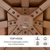 Outsunny 3x(3)M Outdoor Hardtop Gazebo Canopy with 2-Tier Roof and Solid Wood Frame, Outdoor Patio Shelter for Patio, Garden, Brown