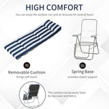 Outsunny 2Pc Folding Sun Loungers Set-Blue/White