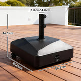 Outsunny Garden Parasol Base Holder, 43kg Water or 60kg Sand Filled, Outdoor Market Umbrella Stand Weight with Wheels and Brakes, Black