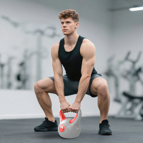 SPORTNOW Kettlebell, 14kg Kettle Bells with Handle for Home Gym Weight Lifting and Strength Training, Red and Grey
