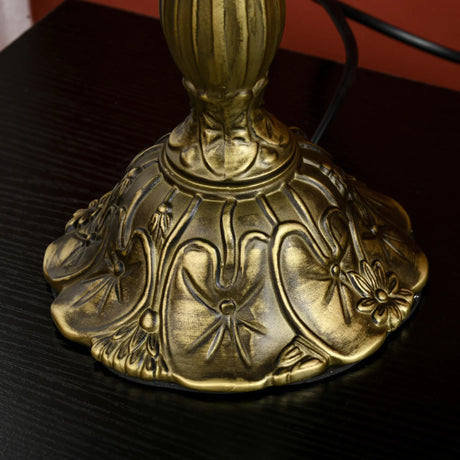HOMCOM Stained Glass Table Lamp, Handcrafted Artisan Collectible, Suitable for Living Room and Bedside, Multi-Coloured, 30 x 48Hcm, Zinc Alloy.