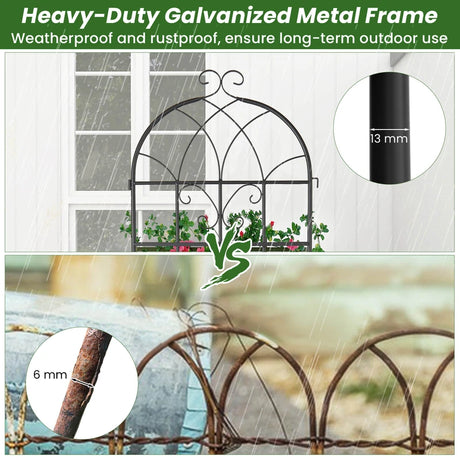 2 Pack Metal Garden Trellis Decorative for Climbing Plants-Black