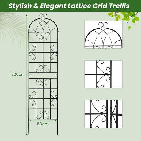 2 Pack Metal Garden Trellis Decorative for Climbing Plants-Black