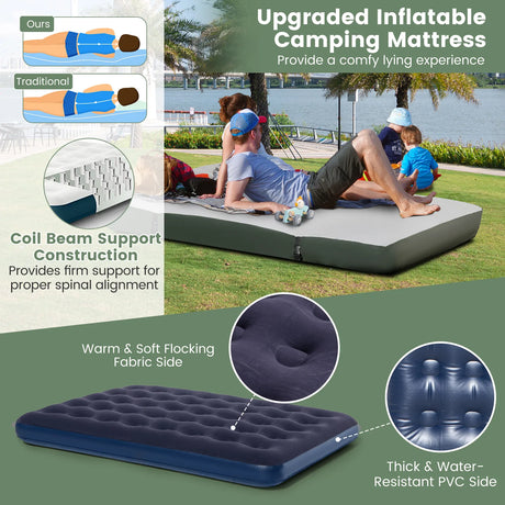 2-Person Camping Tent Cot Folding Camping Bed with Sleeping Bag