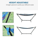 Outsunny 298 x 117cm Hammock with Stand Camping Hammock with Portable Carrying Bag, Adjustable Height, 120kg Load Capacity, Blue and White Stripe