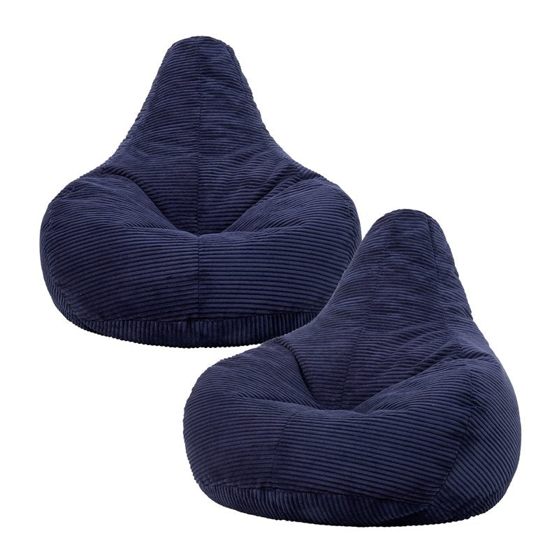 Dalton Cord High Back Bean Bag Recliner - Navy Blue | Set of 2