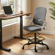 HOMCOM Painting Chair, Mesh Computer Desk Chair with Flip-up Armrests, Grey