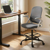HOMCOM Painting Chair, Mesh Computer Desk Chair with Flip-up Armrests, Grey