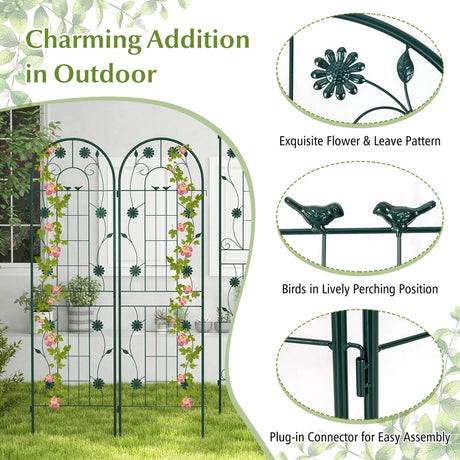 2 Pack 71 x 20 Inch Metal Garden Trellis Rustproof Plant Support for Climbing Plants-Green