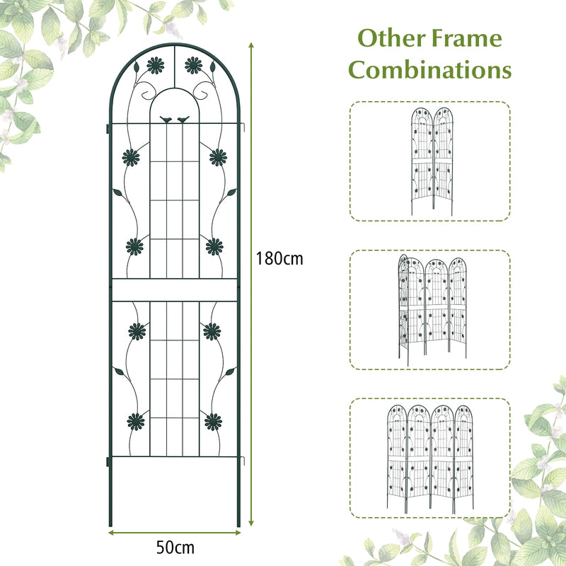 2 Pack 71 x 20 Inch Metal Garden Trellis Rustproof Plant Support for Climbing Plants-Green