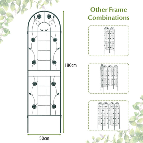 2 Pack 71 x 20 Inch Metal Garden Trellis Rustproof Plant Support for Climbing Plants-Green