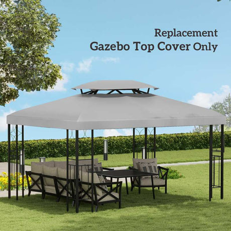 Outsunny Gazebo Roof Replacement, for 3 x 4m Frames - Light Grey