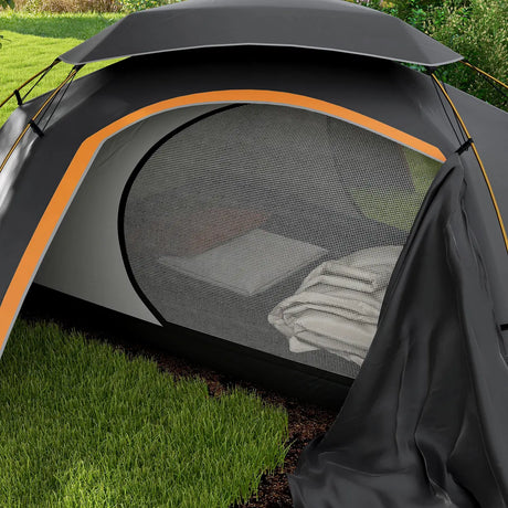 Outsunny Aluminium Frame Camping Tent Dome Tent with Removable Rainfly, 2000mm Waterproof, for 1-2 Man, Grey