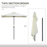 Outsunny Balcony Half Parasol Semi Round Umbrella Patio Crank Handle (2.3 m, Beige)- NO BASE INCLUDED