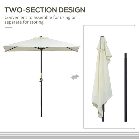 Outsunny Balcony Half Parasol Semi Round Umbrella Patio Crank Handle (2.3 m, Beige)- NO BASE INCLUDED