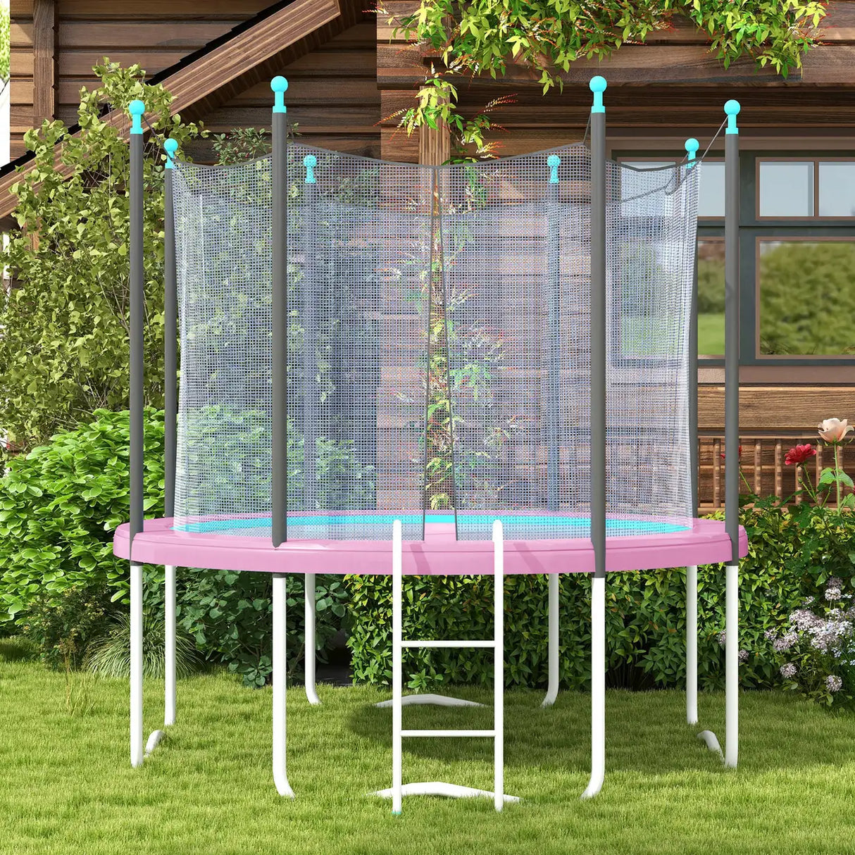 SPORTNOW 10FT Trampoline Spring Cover, Plastic Trampoline Pad Replacement with Elastic Cord, Waterproof, UV Resistant and Tear-Resistant, Pink