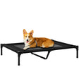 PawHut Large Raised Dog Bed Cat Elevated Lifted Cooling Portable Camping Basket Outdoor Indoor Mesh Pet Cot Metal Frame Black