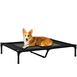 PawHut Large Raised Dog Bed Cat Elevated Lifted Cooling Portable Camping Basket Outdoor Indoor Mesh Pet Cot Metal Frame Black