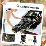 PawHut Dog Pram, Pet Stroller with Reflective Strips, Foldable Cat Stroller with 360 Swivel Wheels, Dark Grey