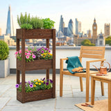 Outsunny 3-Tier Wooden Raised Planter, Raised Garden Bed on Legs with Drainage Holes and Bed Liner, Elevated Garden Planter