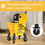 HOMCOM 26 Litre Mop Bucket, with Wringer and Mop - Yellow