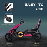HOMCOM Kids Pedal Go Kart, with Adjustable Seat, EVA Wheels, Seat, Handbrake - Pink