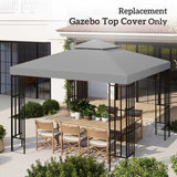 Outsunny 3(m) Gazebo Top Cover Double Tier Canopy Replacement Pavilion Roof Light Grey