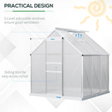 Outsunny 190 x 190cm Walk-In Polycarbonate Greenhouse