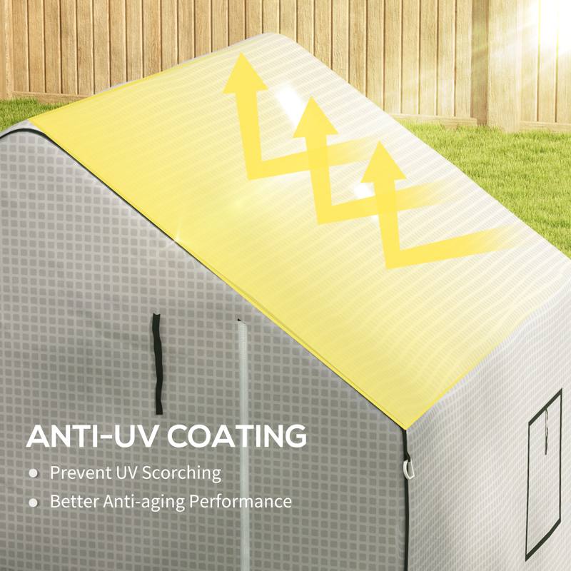 Outsunny Greenhouse Cover Replacement Walk-in PE Hot House Cover with Roll-up Door and Windows, 140 x 143 x 190cm, White