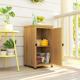 Outsunny Wooden Garden Shed, Garden Tool Storage Shed with Metal Top and Shelf, Light Brown