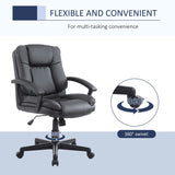 HOMCOM Office Chair, Computer Desk Chair, PU Leather Mid Back Executive Chair with Adjustable Height and Swivel Rolling Wheels for Home Study, Black