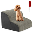 Dog Ramp with 2 Steps Foam, Pet Stairs with Washable Cover Non-Slip Bottom Grey