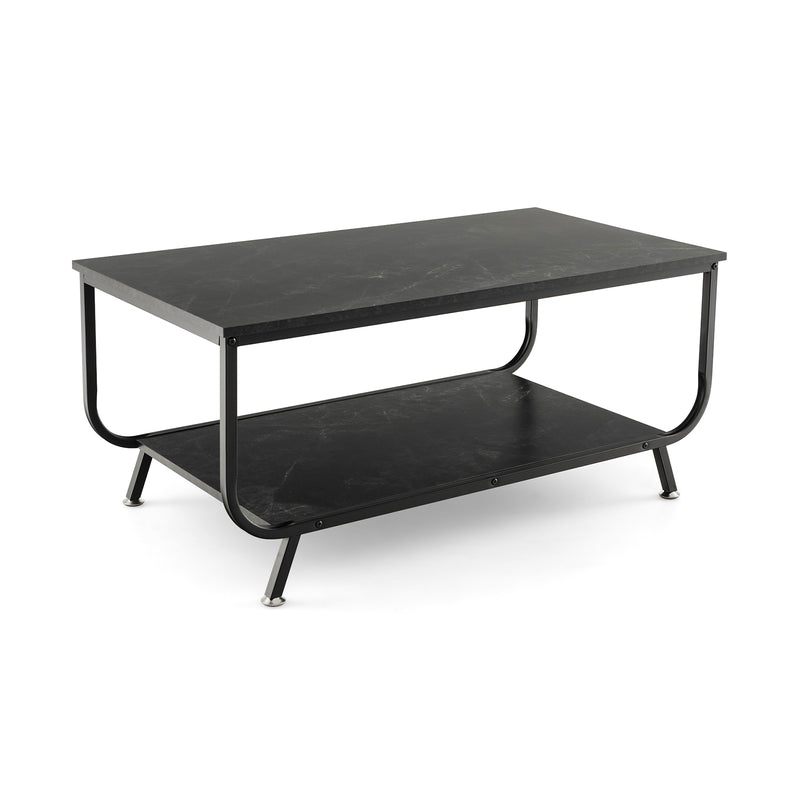 Coffee Table with 2-Tier Storage Shelf for Living Room