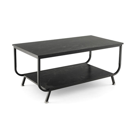 Coffee Table with 2-Tier Storage Shelf for Living Room