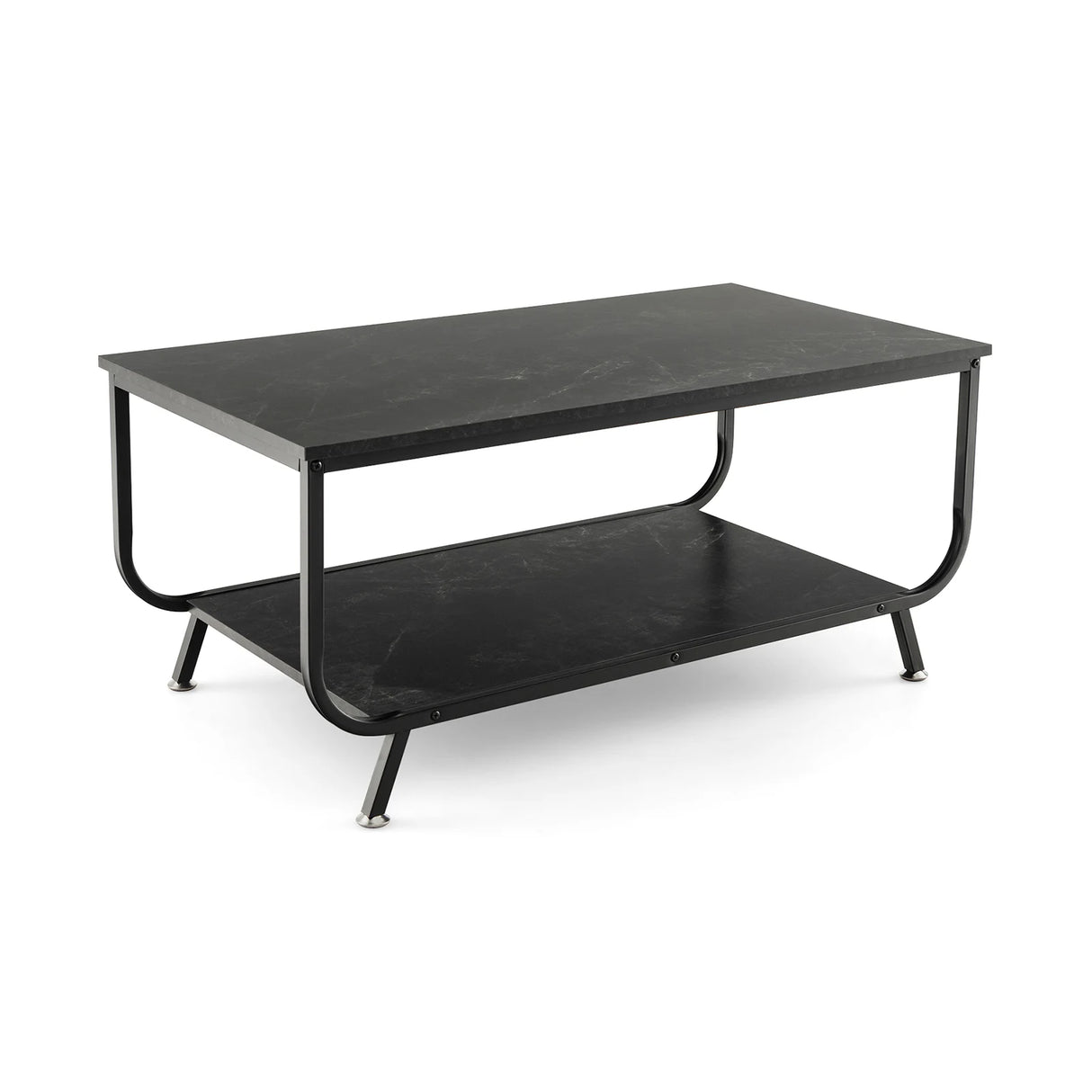 Coffee Table with 2-Tier Storage Shelf for Living Room