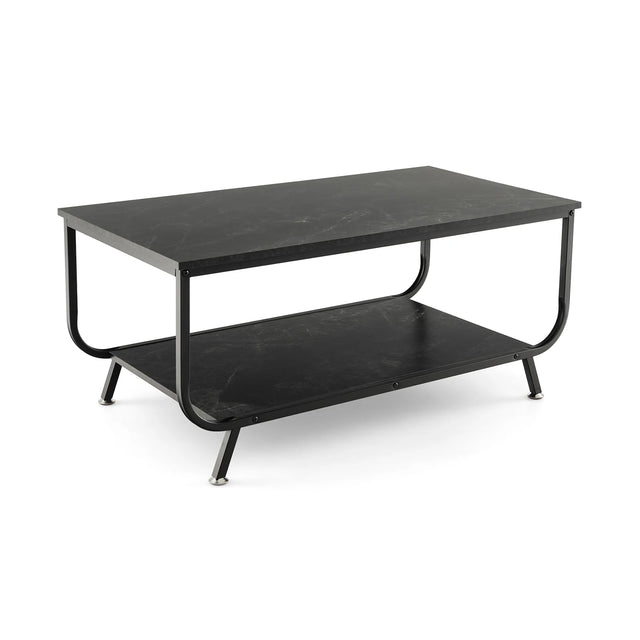 Coffee Table with 2-Tier Storage Shelf for Living Room