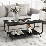 Coffee Table with 2-Tier Storage Shelf for Living Room