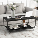 Coffee Table with 2-Tier Storage Shelf for Living Room