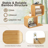 2-Tier S-Shaped Bamboo Bookcase with 2 Open Cubes-Natural