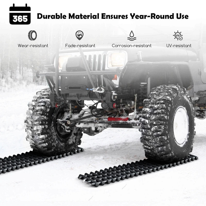 2 Pack Tire Traction Mats with Bag Emergency Traction Aid Black 98 x 21 x 2.8 cm