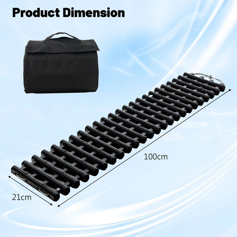 2 Pack Tire Traction Mats with Bag Emergency Traction Aid Black 98 x 21 x 2.8 cm