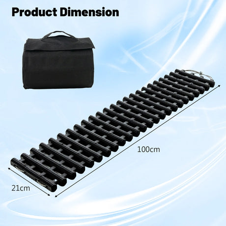 2 Pack Tire Traction Mats with Bag Emergency Traction Aid Black 98 x 21 x 2.8 cm