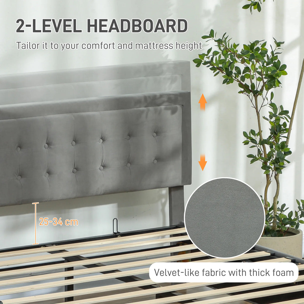 HOMCOM Double Size Ottoman Bed Frame 140W x 193.5D x 95Hcm with Front Drawer - Grey