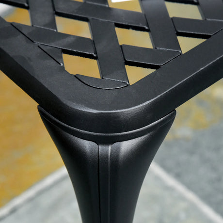 Outsunny 2-Seater Cast Aluminium Garden Bench Loveseat Outdoor Furniture Chair w/ Decorative Backrest & Ergonomic Armrest for Patio Terrace Porch