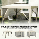 Outsunny 3 x 3 m Gazebo, Netting Party Tent, Patio Canopy Outdoor Event Shelter with Double Tier Roof, Beige
