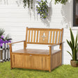 Outsunny Two-Seater Wooden Storage Bench - Natural Finish