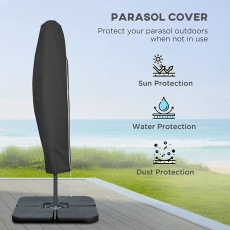 Outsunny 3m Overhanging Parasol, with Base, Weights and Cover - Blue